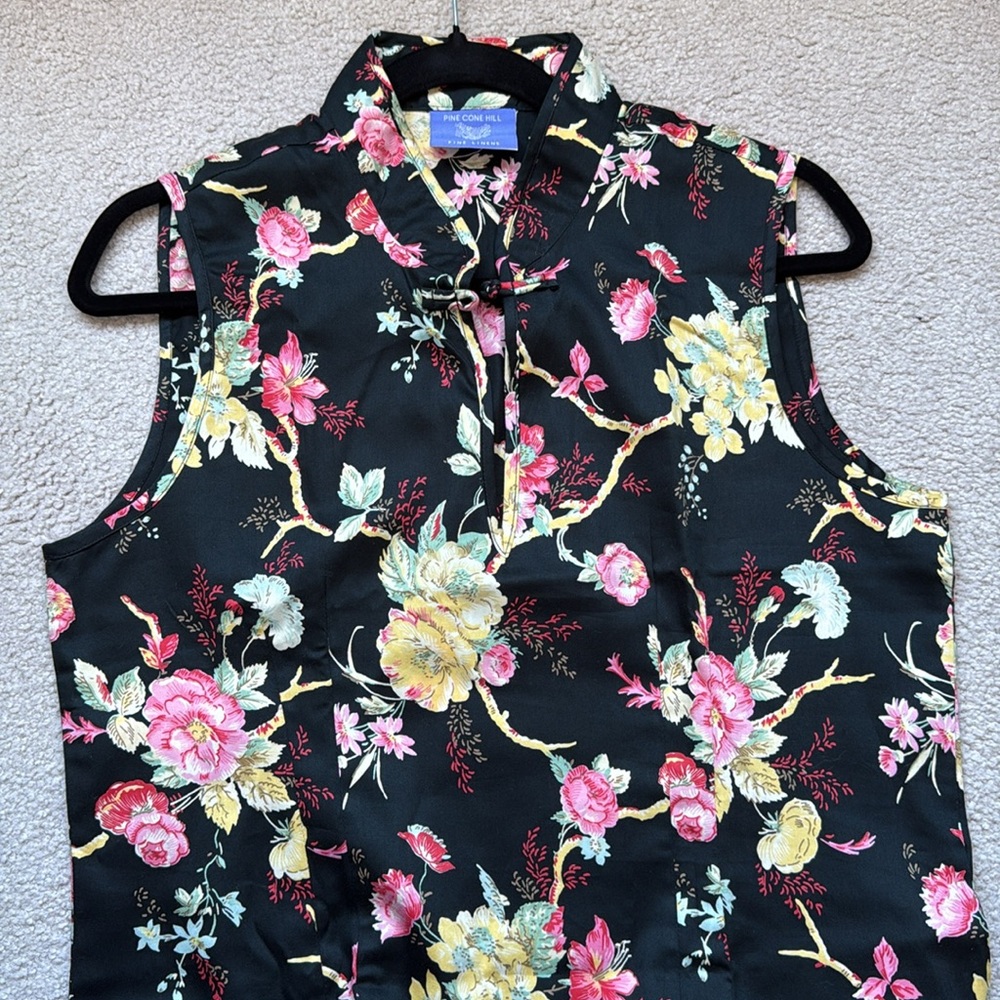 Women’s Pine Cone Hill PJ Dress Black Floral size M